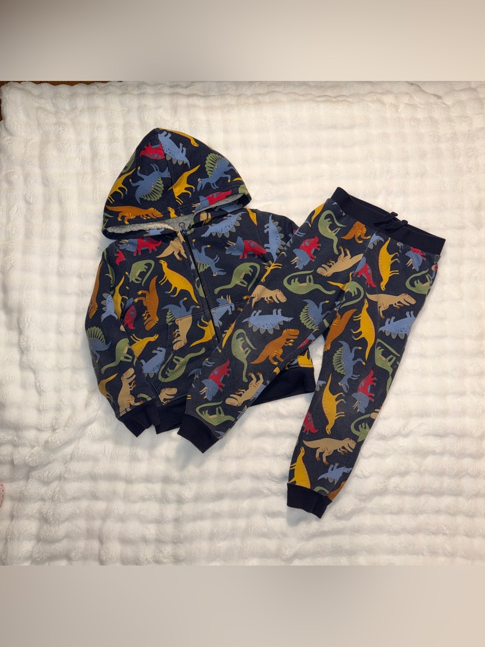 The Children’s Place Boys Dinosaur Sherpa Zip Up Sweater & Pants Set Size 5T
